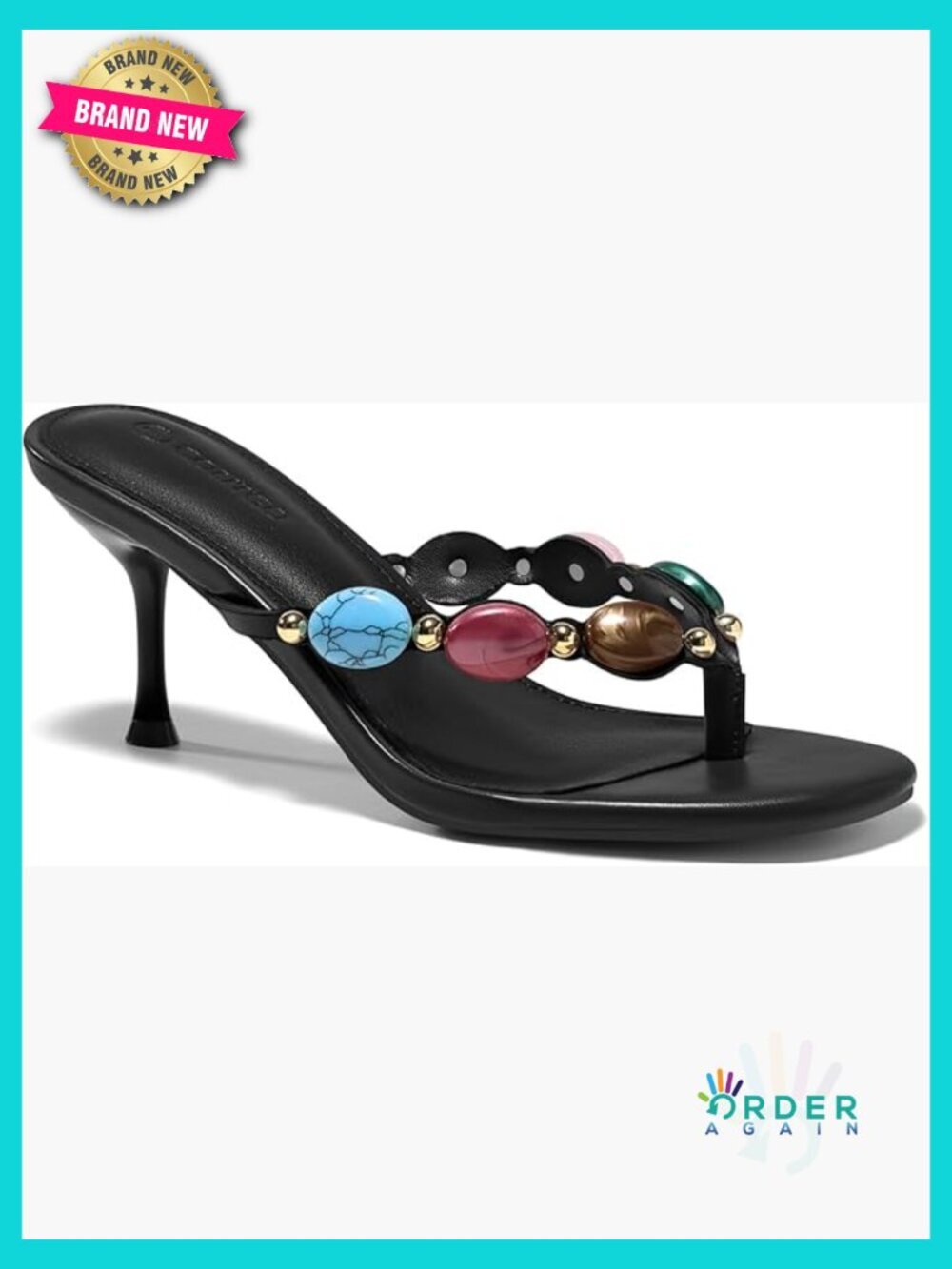 Jeweled Kitten Heel Sandals Open Toe Slides Stiletto Flip Flop Boho Beach Shoes